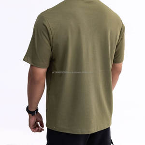 T-shirt pour homme en coton uni de couleur vert menthe, coupe ample, style streetwear, t-shirt d'été pour homme surdimensionné - Product Image 4