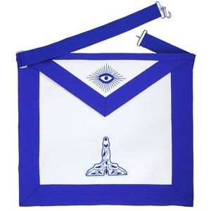 Senior Warden Blue Lodge <b>Apron</b> <b>White</b> & Blue Premium Masonic Regalia Adjustable Belt - Product Image 1