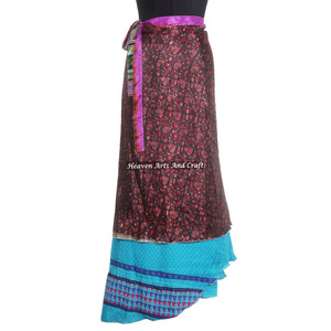 Falda Larga de Seda Estilo Hippie de 2 Capas para Mujer, Falda Larga de Seda Estilo Hindú para Fiesta, Fabricante de Faldas Largas de Seda Estilo Hippie de 2 Capas - Product Image 4