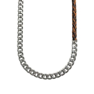 Curb Link Braid-Gold Plated Titanium Steel <b>Chain</b> with Dark Brown Beaded <b>Rope</b> Necklace for Men and Boys-17 Inch - Product Image 3