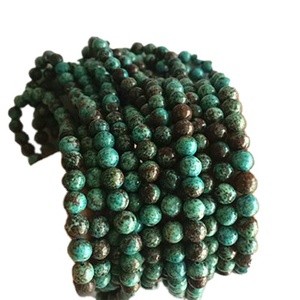 Cuentas redondas naturales de crisocola, piedras preciosas sueltas de estilo americano - Product Image 6