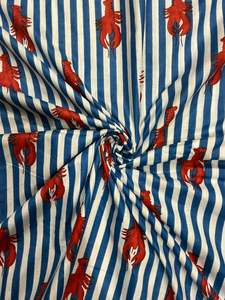 Nautical Red Lobster <b>Stripe</b> Print Eco-Friendly Cotton Fabric for Apparel Home Textiles Curtains Bags Multiple Colors - Product Image 4