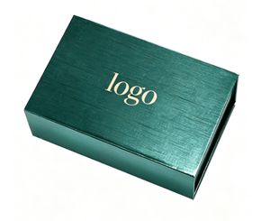Boîte en papier rigide rectangulaire verte avec logo personnalisé, estampage à chaud pour l'emballage de petits flacons de cosmétiques et de soins de la peau - Product Image 1