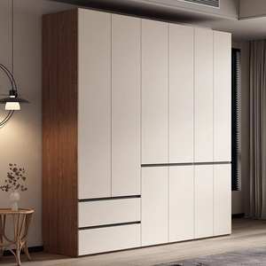 Armoire moderne en teck massif, armoire minimaliste pour chambre à coucher, armoire de rangement avec tiroirs et étagères pour appartement, salon, durable - Product Image 3