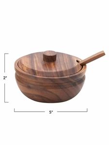 Tazón de Madera Personalizado con Tapa y Servidor, Tazón de Madera Original de Lujo, Tazón de Madera de Acacia para Servir Ensaladas, Tazones de Madera para Mezclar Ensaladas - Product Image 3