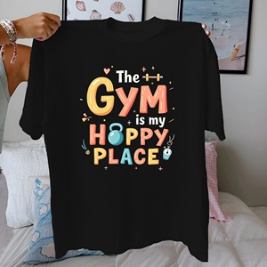 Camiseta de algodón puro The Gym is My Happy Place para mujer, ajuste cómodo - Product Image 4