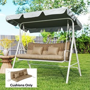 Set di cuscini per sedie da esterno con 4 cuscini di ricambio per schienale e seduta (khaki) - Product Image 2