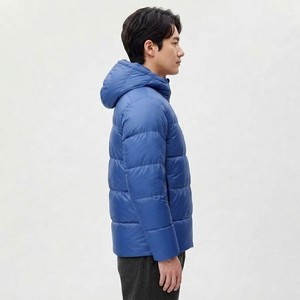 <b>Men</b> <b>Blue</b> Hooded Down Puffer Jacket Windproof Casual Winter Zipper Closure Regular Fit Solid Color Polyester Shell - Product Image 3