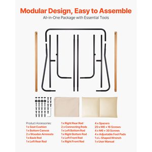 Sillón Moderno y Acogedor con Estructura Metálica, Reposabrazos de Madera, Acolchado de Espuma Suave, Sillón Tapizado Desmontable, Conveniente para el Hogar - Product Image 6
