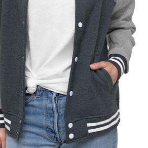 Chaqueta Varsity para Mujer, Corte Holgado, Mangas en Contraste, Estilo Béisbol, Chaqueta Bomber, Estilo Retro, Chaqueta Letterman, Tejido de Algodón - Product Image 6