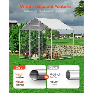 Grande Pollaio in Metallo 6.56x6.56x6.56ft con Tetto a Punta, Recinto per Galline con Chiusura di Sicurezza - Product Image 2