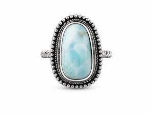 Anillo de Plata Larimar, Anillo de Plata de Ley 925, Plata de Ley 925 Sólida - Product Image 1