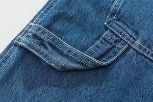 MEESAM LEATHER HOSIERY Jeans de mezclilla unisex 100% algodón de secado rápido, cintura alta, peso pesado, estilo vintage, corte regular, rectos, con relieve - Product Image 3