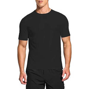 T-shirt décontracté d'été pour homme, col rond, manches courtes, en coton noir, personnalisable avec logo, OEM ODM, vente en gros de vêtements - Product Image 3