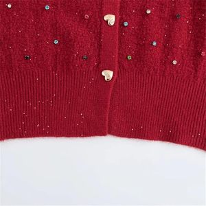 Cardigan en perles respirant d'inspiration vintage pour homme, col en V, tricoté, boutonné, motif losanges, style rétro de luxe - Product Image 4