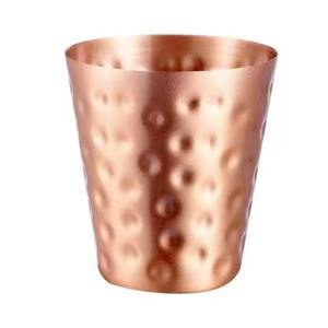 Gobelet vertical texturé en cuivre, tasse à boire en métal ronde et droite, finition martelée rustique, vaisselle indienne pour la maison et la salle à manger - Product Image 4