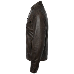 Veste bomber en cuir véritable pour homme, style motard, décontractée, avec poches garnies, veste tendance - Product Image 5