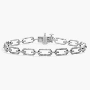 Pavé Diamond Paperclip Link <b>Bracelet</b> in White Gold - Product Image 5