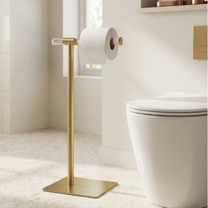 Tissue Roll <b>Holder</b> Free Standing Bathroom Brass Acrylic Toilet Paper <b>Holder</b> Free Standing for Hotel - Product Image 3