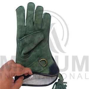Guantes de cetrería de cuero hasta la muñeca, hechos a mano, de piel de vaca, clásicos, para deportes al aire libre, duraderos para las cuatro estaciones - Product Image 5