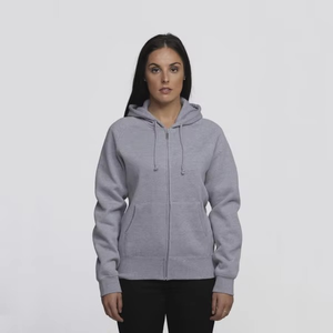 Chaqueta polar gris para mujer con cremallera completa, capucha, bolsillo canguro, ajuste regular, para otoño, impermeable, con cuello y mangas desmontables - Product Image 1
