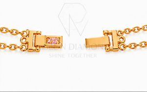 สร้อยข้อมือทองคำ 18K สีโรสโกลด์ประดับพลอยรูปหัวใจสีชมพู พร้อมเพชรทรงมาร์คีส์ ดีไซน์โรแมนติก หรูหรา สำหรับผู้หญิง - Product Image 3