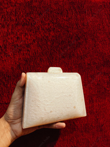 Luxury handcrafted resin clutch bag with marble texture bead handle evening party statement accessory for women - Product Image 2