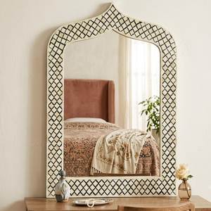 Luxury <b>Wall</b> Mounted Bone Inlay <b>Mirror</b> Frame Featuring Artistic Craftsmanship And Modern Interior Styling from india - Product Image 1