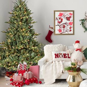 Albero di Natale a forma intera da 2,3 m con 850 luci UL, rami misti in PE/PVC, 2441 punte, base larga incernierata per aree spaziose - Product Image 1