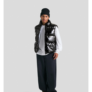 Gilet matelassé d'hiver pour homme avec logo personnalisé, col montant, poches zippées, épais et rembourré, idéal pour l'extérieur - Product Image 2