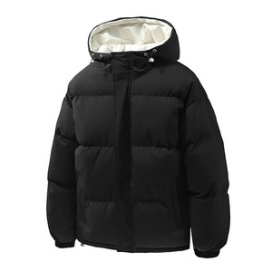 <b>Light</b> Blue Hooded <b>Puffer</b> <b>Jacket</b> Windproof Zipper Closure Casual Winter Thick Fit Polyester Shell Unisex Regular Sleeve - Product Image 6