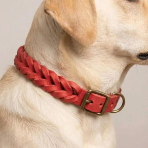 Collar de perro trenzado de alta calidad premium hecho de cuero genuino para un rendimiento duradero y cómodo, collares en venta. - Product Image 6