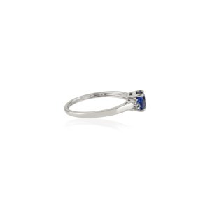 Anillo Apilable Minimalista de Oro Blanco K14 con Zafiro Azul y Diamantes, Joyería para Uso Diario, Venta al Por Mayor, OEM ODM Personalizado - Product Image 5