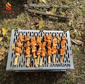 Latest Stainless Steel Outdoor Camping Foldable Charcoal BBQ Grill Portable <strong>Barbeque</strong> with Open Window and Planch - Product Image 3