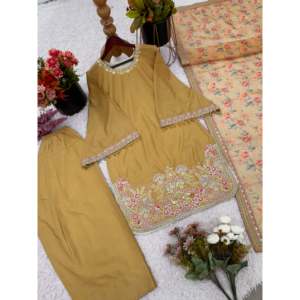 Hermoso conjunto de traje de fiesta para mujer con trabajo de secuencia de bordado - Product Image 5