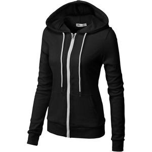 Sudadera con capucha para mujer, jersey de algodón tejido de manga larga, color morado, estilo otoñal, color sólido, transpirable, con bolsillos - Product Image 6