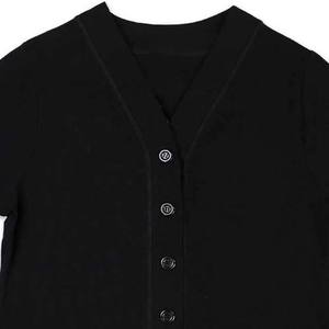 <b>Men's</b> Black Knitted <b>Cardigan</b> <b>Long</b> Sleeve V Neck Button Closure Solid Color Autumn Wear - Product Image 2
