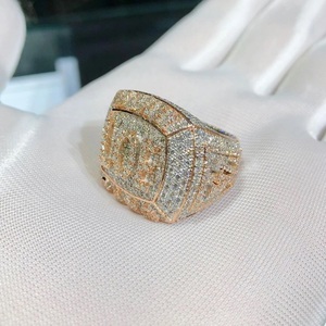 Anillo de Compromiso con Moissanita VVS de Corte Brillante, Chapado en Oro, con Incrustaciones, Plata de Ley 925, Estilo Hip Hop, Regalo para Hombre - Product Image 4