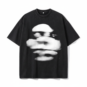 T-shirt décontracté pour homme en coton 100% (300 grammes) avec imprimé numérique cerveau et crâne, effet délavé, plusieurs couleurs, design personnalisable - Product Image 6