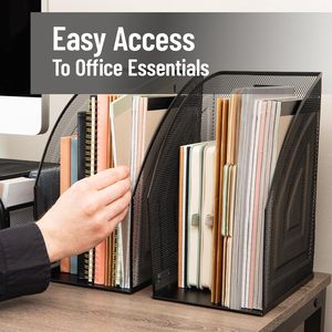 Organizador de Archivos de Malla Negra para Escritorio de Oficina, Caja de Archivos Metálica Resistente para Documentos, Archivos, Libros y Accesorios de Oficina - Product Image 2