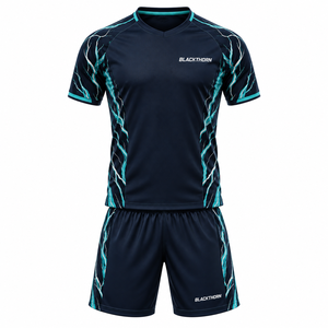 Ensemble maillot et short de football pour homme Blackthorn, sublimé, col en V, manches courtes, anti-humidité, coupe athlétique, toutes saisons - Product Image 1