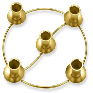 Advent Wreath Candle Holder Gold Metal Round 5-Candle <b>Stand</b> for Table Church Home, Christmas Advent Decorations - Product Image 1