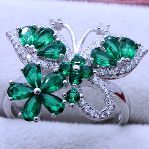 Anillo de Compromiso Certificado para Mujer, Hecho a Mano, con Forma de Mariposa, con Circonita Cúbica Creada en Laboratorio, Engaste de Plata de Ley 925 - Product Image 5