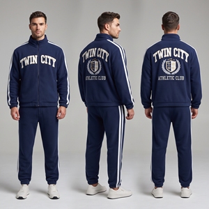 Survêtement à capuche pour homme, couleur personnalisée, Twin City, fermeture éclair intégrale, pantalon de survêtement décontracté, poches latérales, 100% coton, vêtements d'hiver - Product Image 6