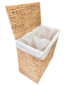 Handmade Woven Wicker Eco-Friendly Minimalist Laundry Hamper Lid Fabric Liner <b>Rectangular</b> Storage <b>Basket</b> for Bedroom Laundry - Product Image 1