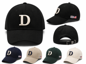 Gorra de Béisbol de Sarga Lavada con Letra D Bordada, Hebilla Metálica Ajustable, Unisex, 100% Algodón, Gorra de 6 Paneles, Casual, Para Todas las Estaciones - Product Image 1