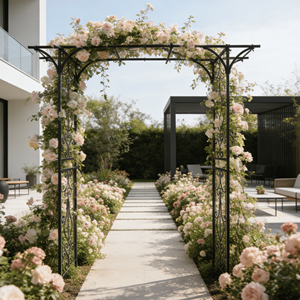 Arco da Giardino in Metallo Nero con Supporto per Piante Rampicanti L80.3 X L20.47 X H81.1, Traliccio e Cancello per Rose da Esterno - Product Image 4