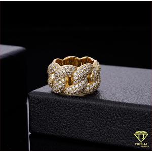 Bague audacieuse multi-pierres en moissanite et diamant avec finition en argent sterling 925 doré pour homme – Bijoux de mode haut de gamme en gros - Product Image 2