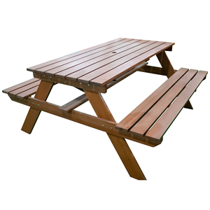 Solid Wood Picnic <b>Table</b> <b>Bench</b> <b>Set</b> Outdoor Garden Furniture Rustic Style Durable 4 Seater Patio <b>Set</b> - Product Image 4