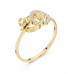 Anillo minimalista de oro amarillo macizo de 14k con diamante redondo de talla brillante para mujer, ideal para compromiso, aniversario o regalo de boda. - Product Image 1
